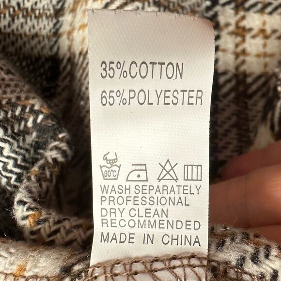 New! Women’s Sz S Button Shirt Jacket 2 Breast Pockets Long Sleeve Brown & Cream - Picture 10 of 11